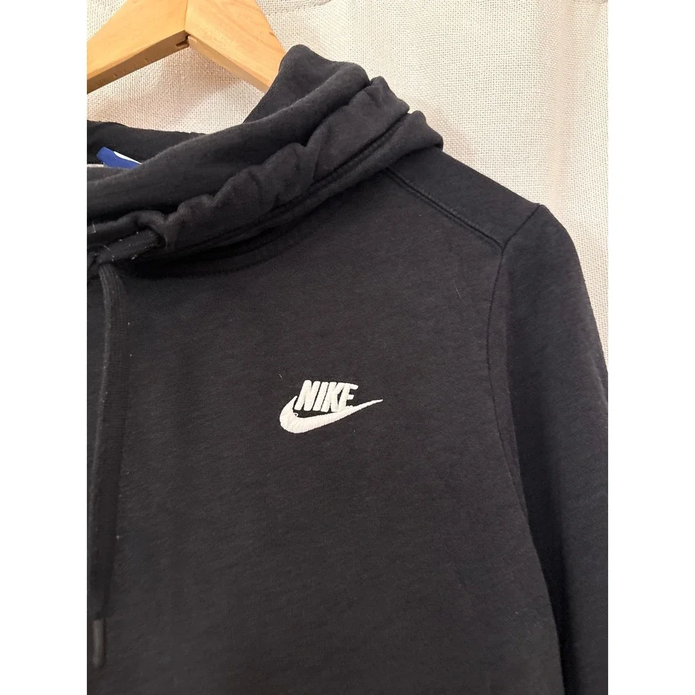 Nike Sportswear Club Fleece Pullover Hoodie Black White Futura Logo Mens Medium